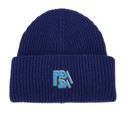 Prada Logo Patch Beanie Hat, Wool, Blue, Sz XS, 3*